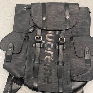 Used Textured Black Backpack